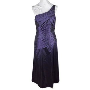 Mori Lee by Madeline Gardner Purple Satin One Shoulder Gown Size 14 * Hemmed